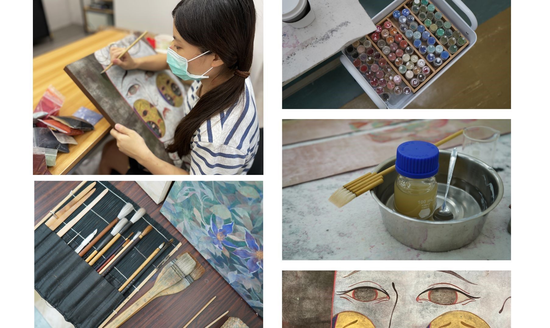 ▴圖為藝術家郭雅倢創作的側拍與她的繪畫用具。攝影／Ariel TYL, Yun