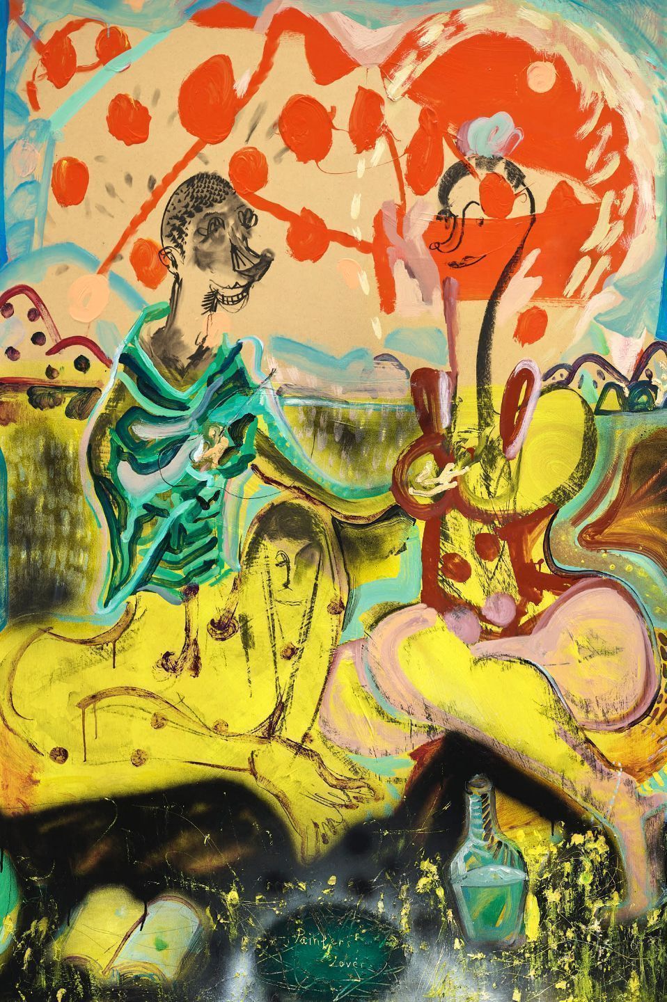黨若洪，《畫家與愛人》，2022，油彩、纖維板，185 x 125 cm。圖片來源／安卓藝術