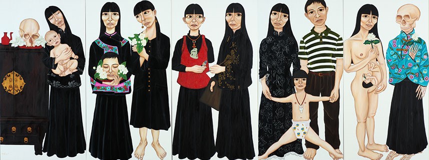 柳依蘭，《一個藝術家的愛．慾》，2007，油彩、畫布，170 x 90 x 5 cm，高雄市立美術館典藏。圖片來源／柳依蘭個人網站